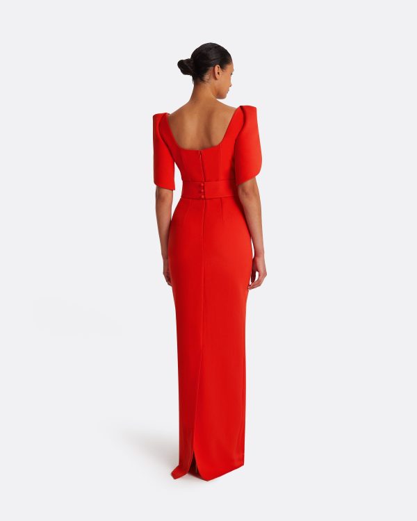 Dara Scarlet Red Long Dress - Image 2