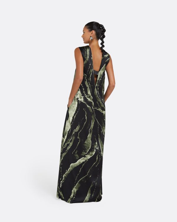 Carrara Black Marble Print Long Dress - Image 2