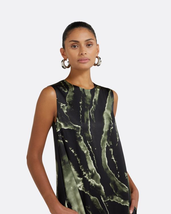 Carrara Black Marble Print Long Dress - Image 3