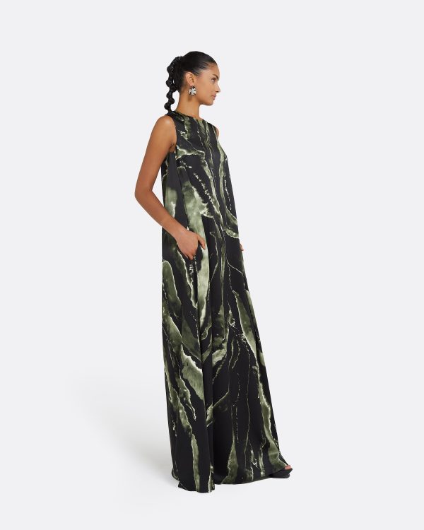 Carrara Black Marble Print Long Dress - Image 4