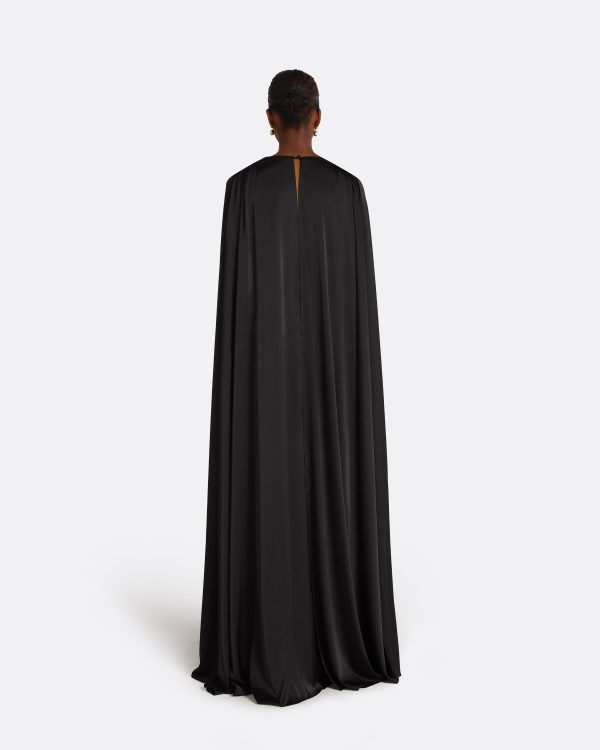 Bianca Black Long Dress With Embroidered Belt - Image 2