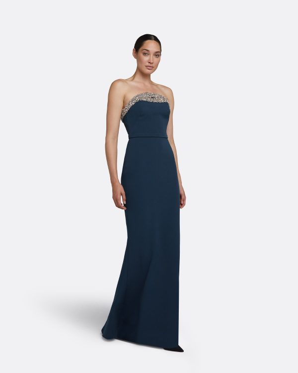 Donatella Ink Blue Long Dress - Image 4
