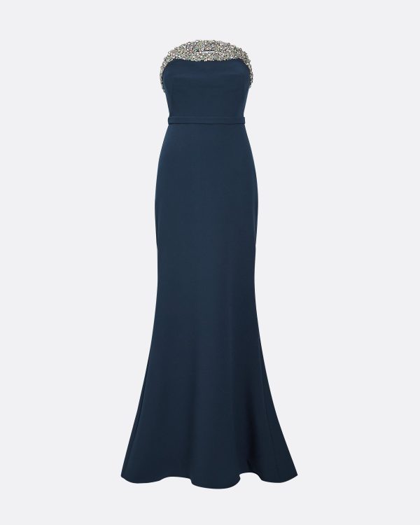 Donatella Ink Blue Long Dress - Image 5