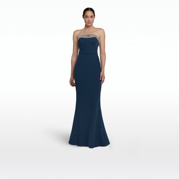 Donatella Ink Blue Long Dress - Image 6