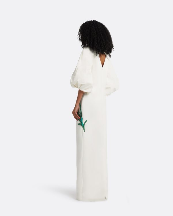 Amira Ivory & Poppy Field Embroidery Long Dress - Image 2