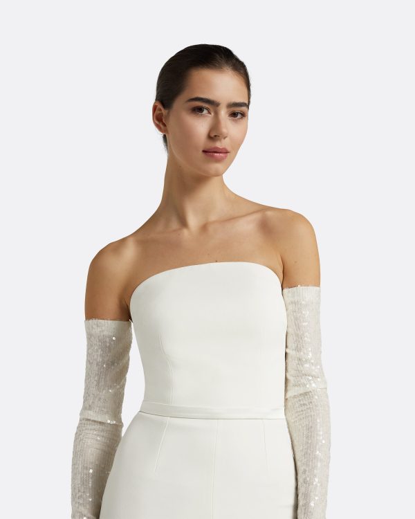 Antonia Ivory Sequins Gloves - Image 5