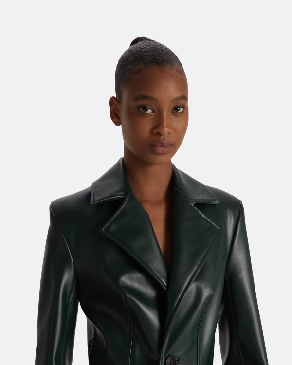 Willow Darkest Spruce Vegan Leather Coat - Image 3