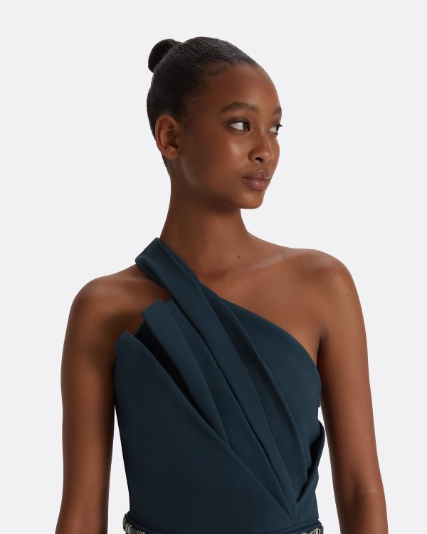 Dreida Moonlit Ocean Jumpsuit With Embroidered Belt - Image 3