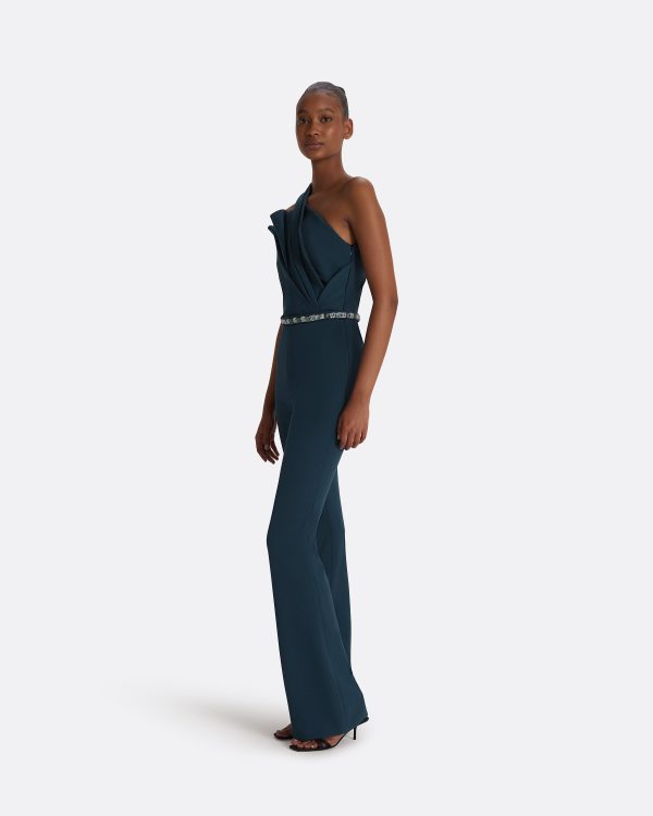 Dreida Moonlit Ocean Jumpsuit With Embroidered Belt - Image 4