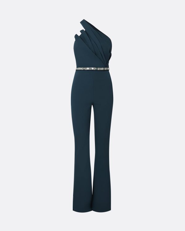 Dreida Moonlit Ocean Jumpsuit With Embroidered Belt - Image 5