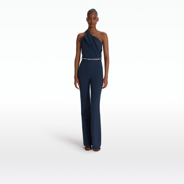 Dreida Moonlit Ocean Jumpsuit With Embroidered Belt - Image 6