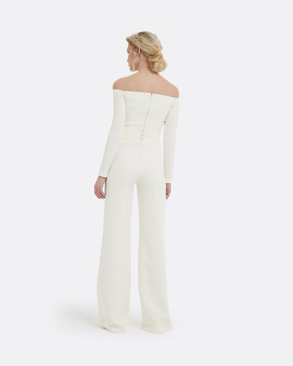 Veasna Ivory & Flower Bud Embroidery Jumpsuit - Image 2