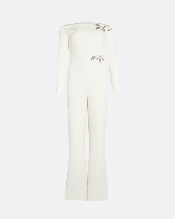 Veasna Ivory & Flower Bud Embroidery Jumpsuit - Image 5