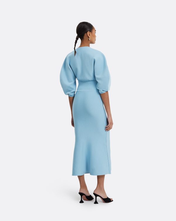 Kiera Pale Blue Knit Midi Dress - Image 2