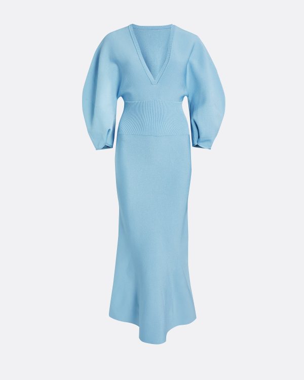 Kiera Pale Blue Knit Midi Dress - Image 5