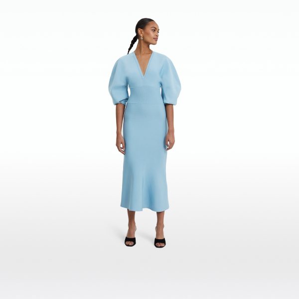 Kiera Pale Blue Knit Midi Dress - Image 6