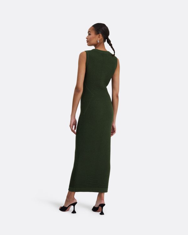 Klaudette Olive Crochet Midi Dress - Image 2