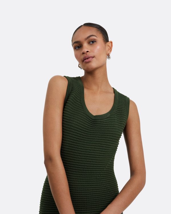 Klaudette Olive Crochet Midi Dress - Image 3