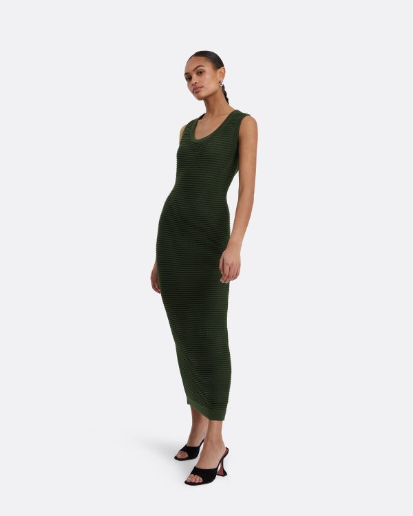 Klaudette Olive Crochet Midi Dress - Image 4
