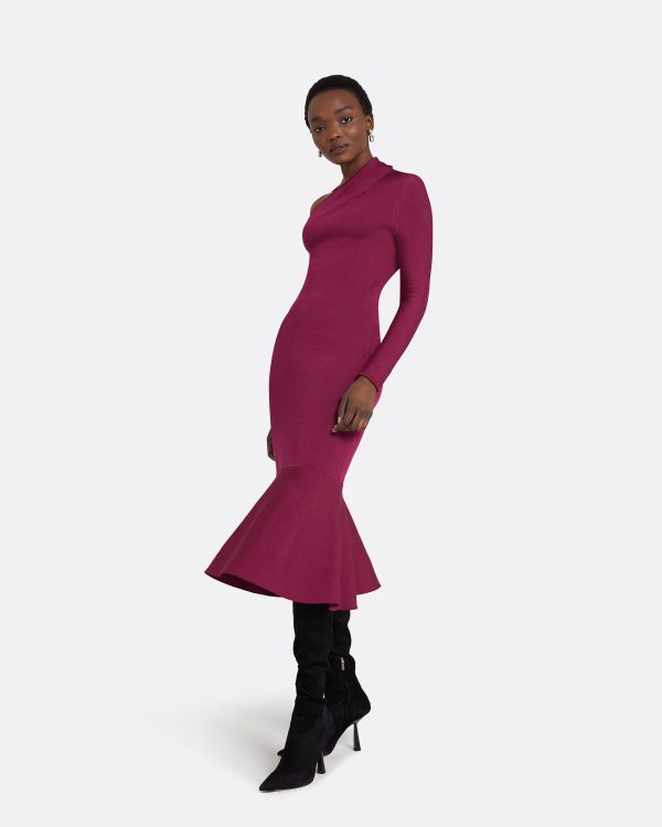 Annabel Burgundy Knit Midi Dress
