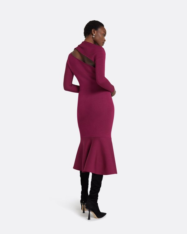 Annabel Burgundy Knit Midi Dress - Image 2