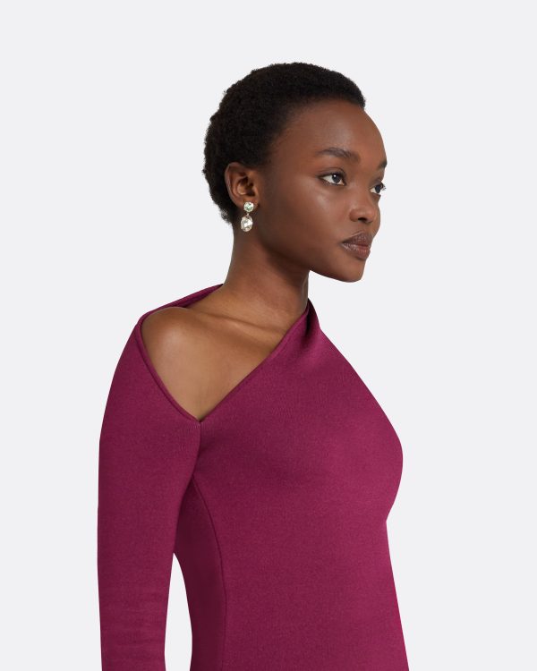 Annabel Burgundy Knit Midi Dress - Image 3