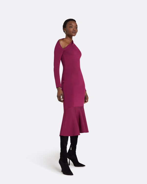 Annabel Burgundy Knit Midi Dress - Image 4