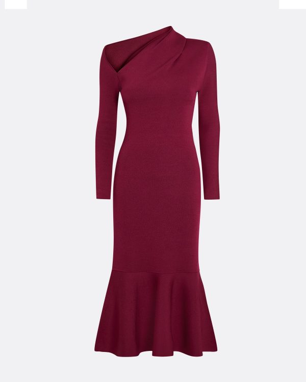 Annabel Burgundy Knit Midi Dress - Image 5