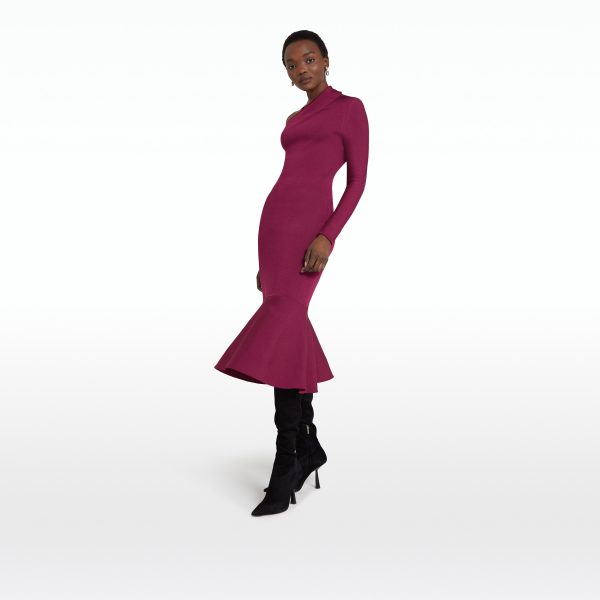 Annabel Burgundy Knit Midi Dress - Image 6