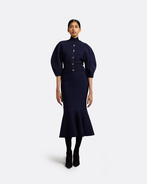 Kimberley Navy Knit Skirt - Image 6