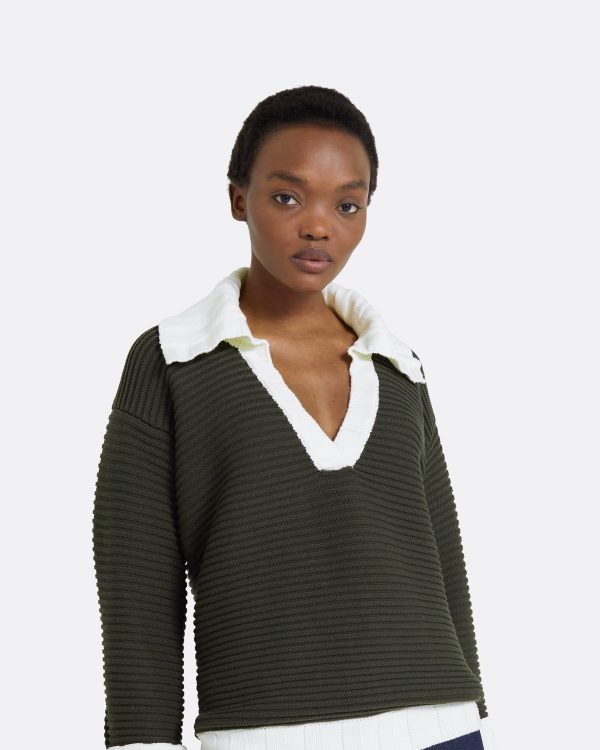 Kratos Slate Green & Ivory Knit Top - Image 3