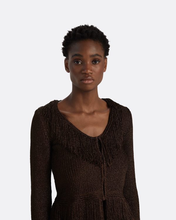 Scarlett Deep Brown Knit Jacket - Image 3