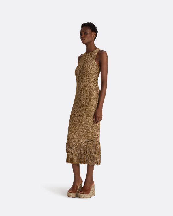 Deidre Gold Knit Dress - Image 4
