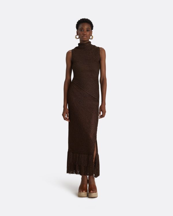 Remmie Deep Brown Knit Skirt - Image 3