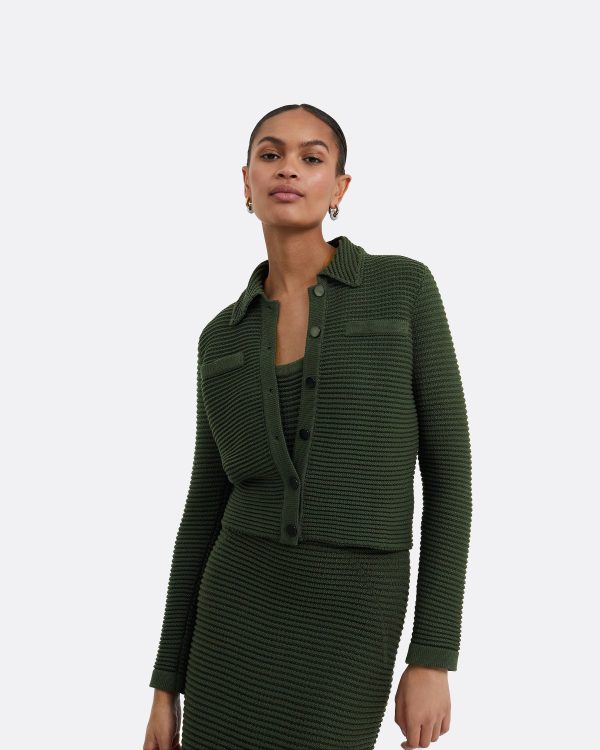 Artemis Olive Crochet Jacket - Image 6