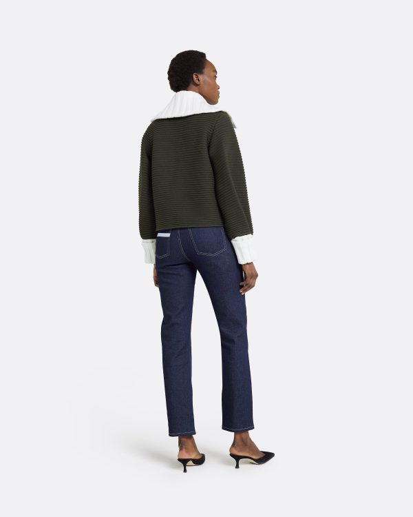 Mirielle Slate Green & Ivory Knit Cardigan - Image 2