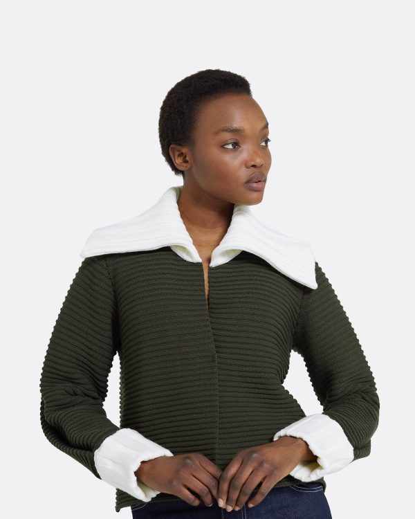 Mirielle Slate Green & Ivory Knit Cardigan - Image 3