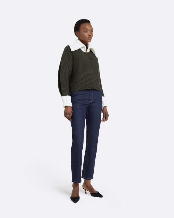 Mirielle Slate Green & Ivory Knit Cardigan - Image 4
