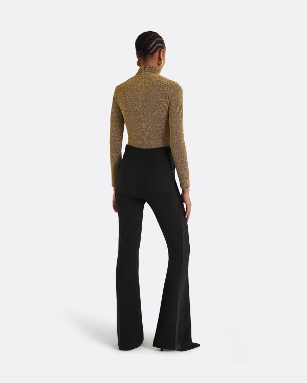 Alexa Black Heavy Crepe & Satin Trousers - Image 2