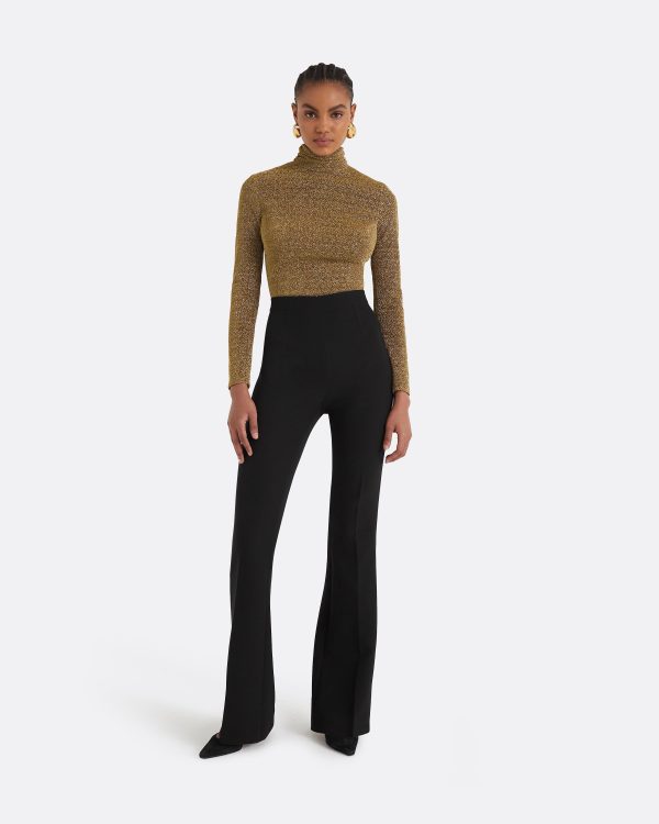 Alexa Black Heavy Crepe & Satin Trousers - Image 3