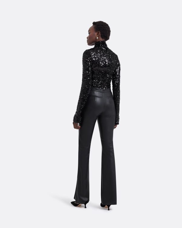Alexa Black Vegan Leather Trousers - Image 2