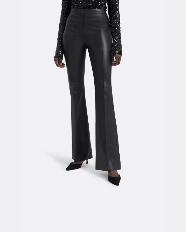 Alexa Black Vegan Leather Trousers - Image 3