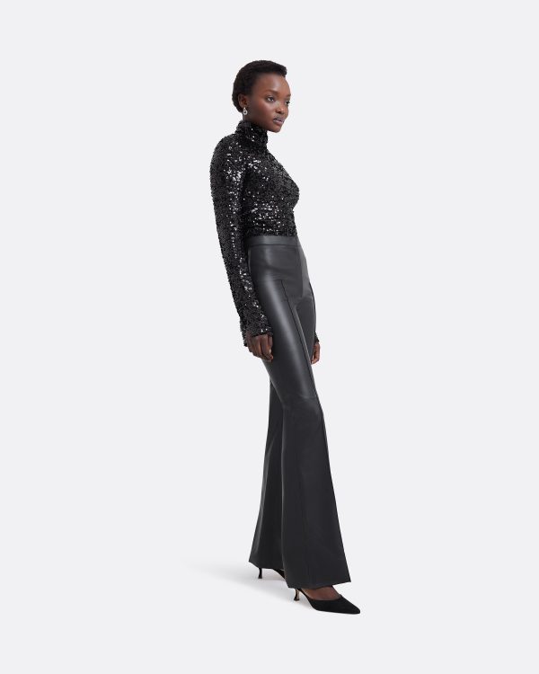 Alexa Black Vegan Leather Trousers - Image 4