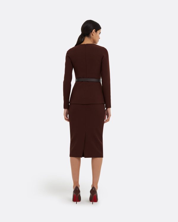 Hokoku Pecan Brown Pencil Skirt - Image 2