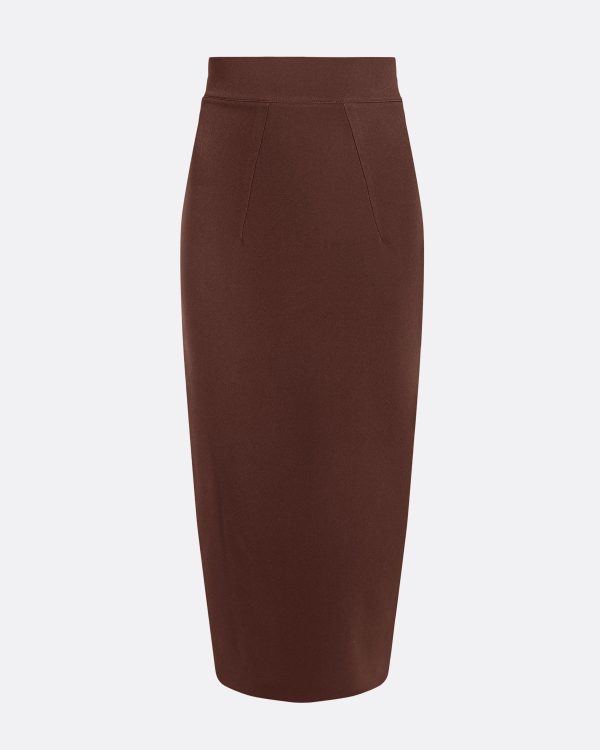 Hokoku Pecan Brown Pencil Skirt - Image 4