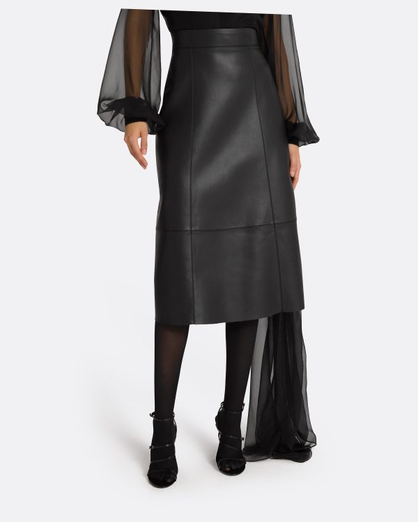 Mathilde Black Vegan Leather Skirt - Image 3