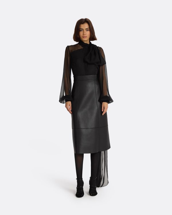 Mathilde Black Vegan Leather Skirt - Image 4