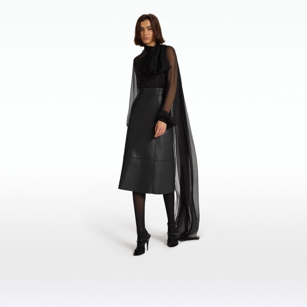 Mathilde Black Vegan Leather Skirt - Image 6