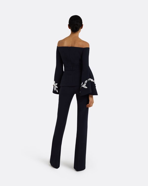 Priela Midnight Navy Embroidered Top - Image 2