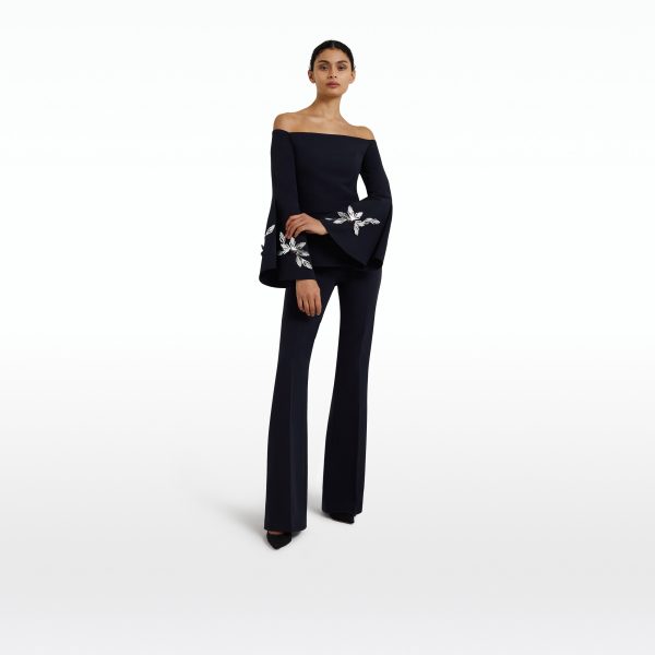 Priela Midnight Navy Embroidered Top - Image 6
